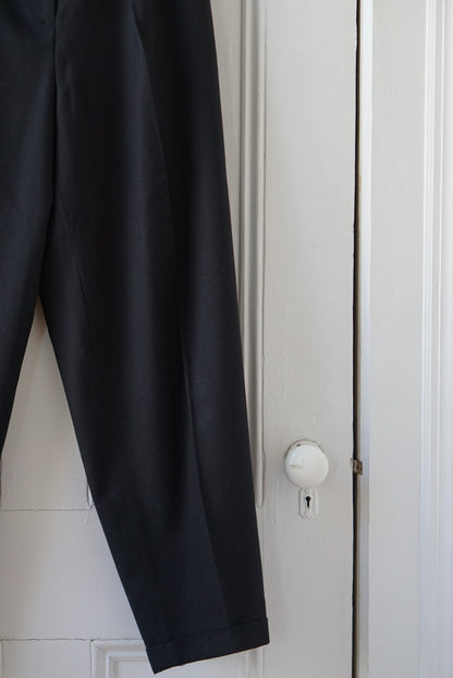 Black Pleated Bow Leg Trousers | Size 28/29