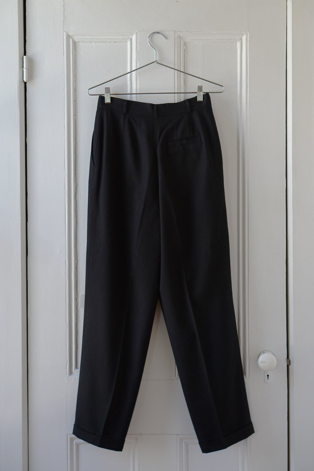 Black Pleated Bow Leg Trousers | Size 28/29