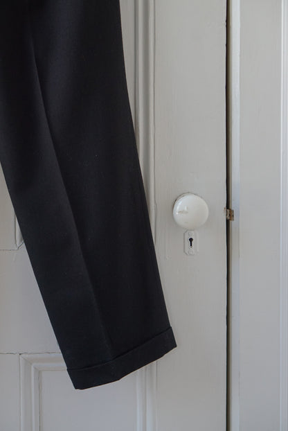 Black Pleated Bow Leg Trousers | Size 28/29