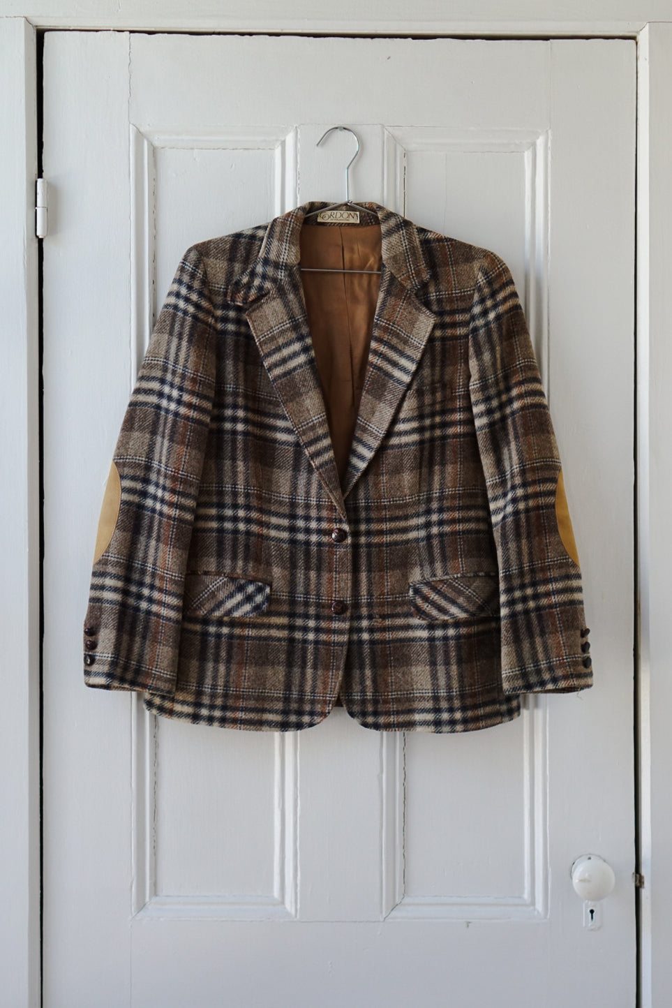 Plaid Wool Elbow Patch Equestrian Blazer | Size M