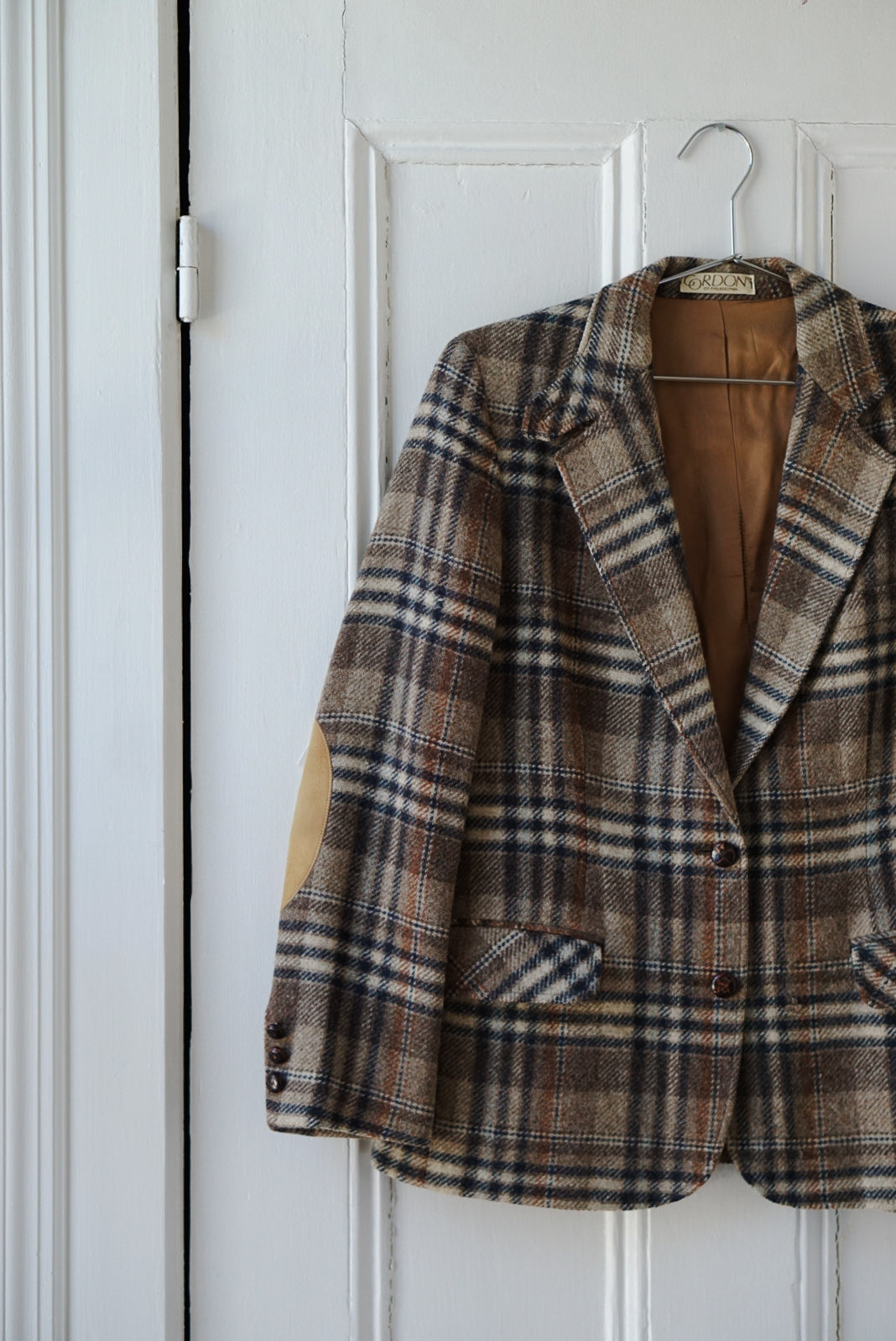 Plaid Wool Elbow Patch Equestrian Blazer | Size M