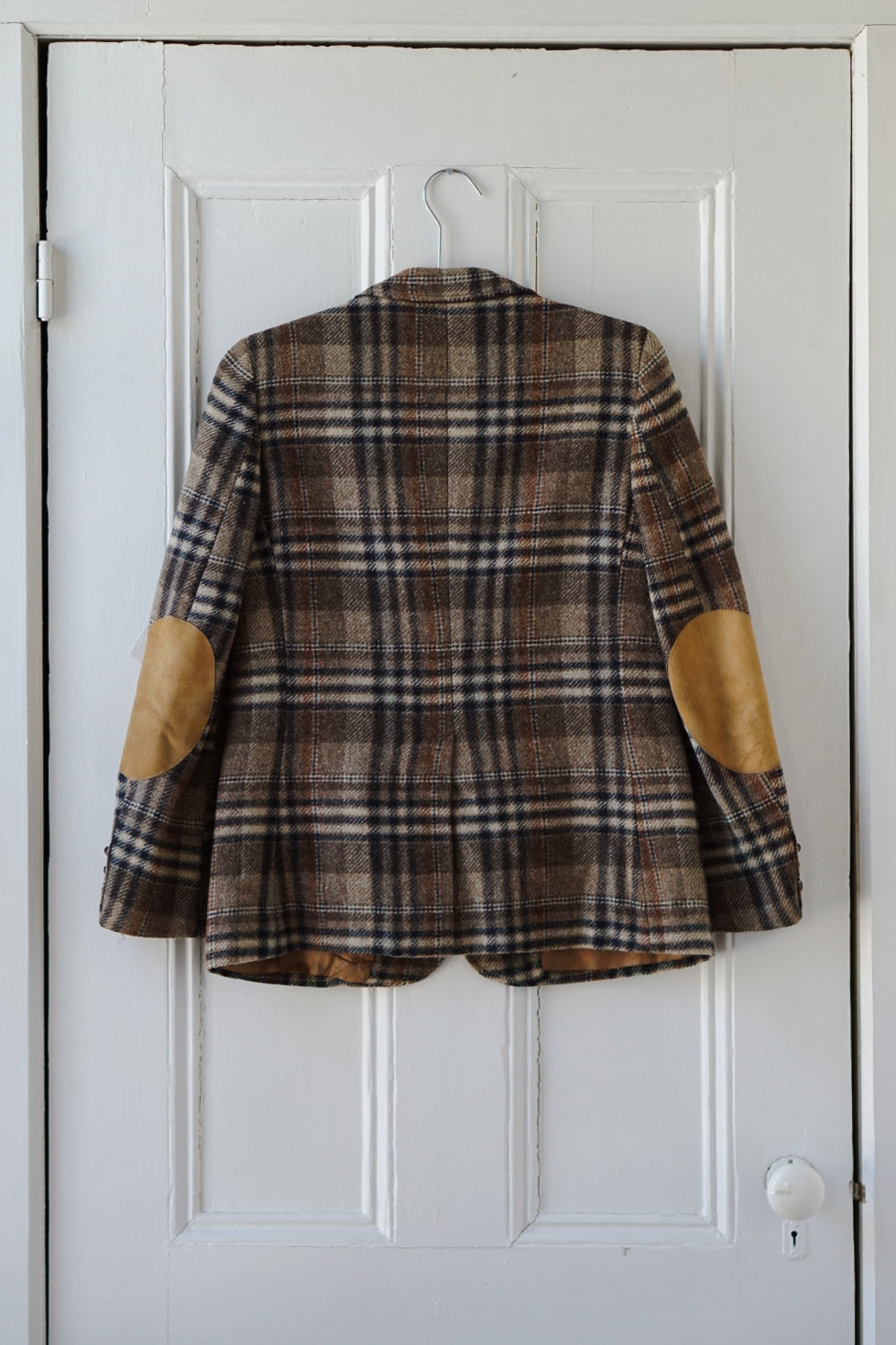 Plaid Wool Elbow Patch Equestrian Blazer | Size M
