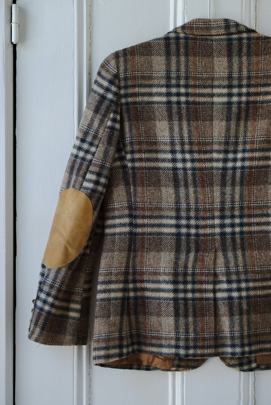 Plaid Wool Elbow Patch Equestrian Blazer | Size M