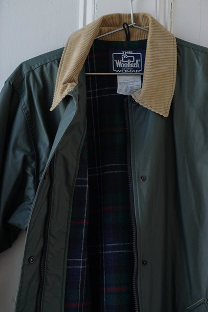 Army Green Plaid Lined Barn Trench | Size S