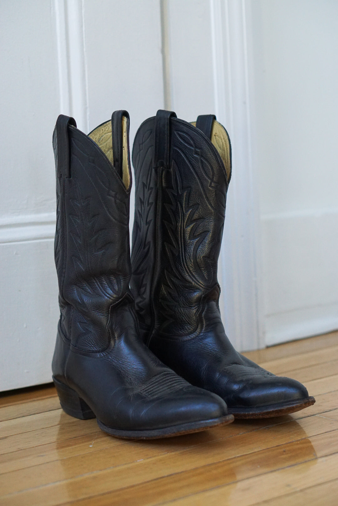 Black Leather Western Riding Boots | Size 9.5