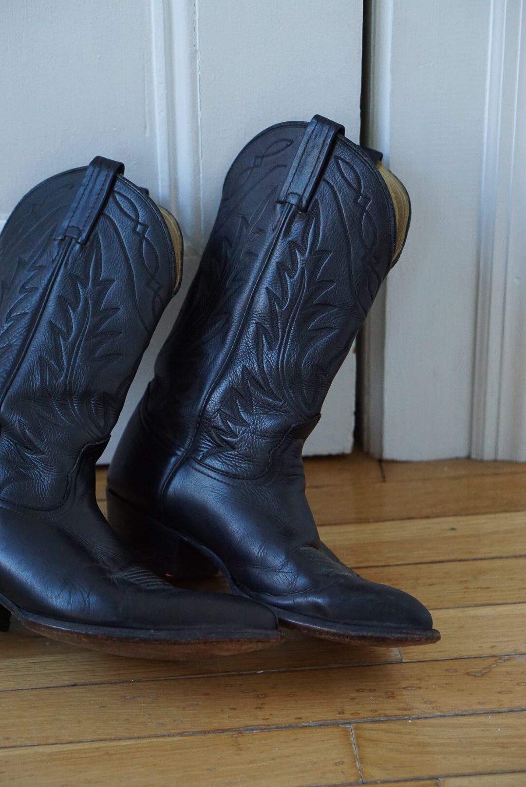 Black Leather Western Riding Boots | Size 9.5