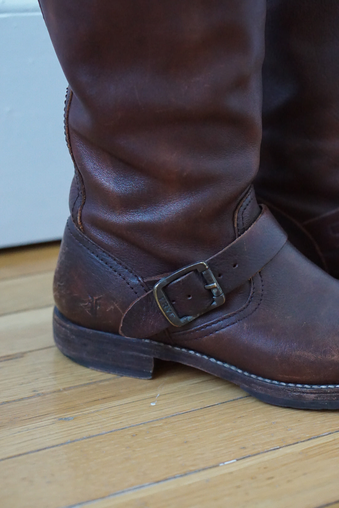 Walnut Brown Leather Riding Boots | Size 8.5