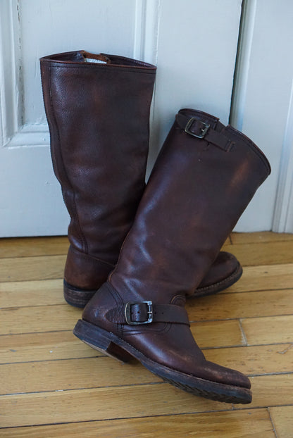 Walnut Brown Leather Riding Boots | Size 8.5