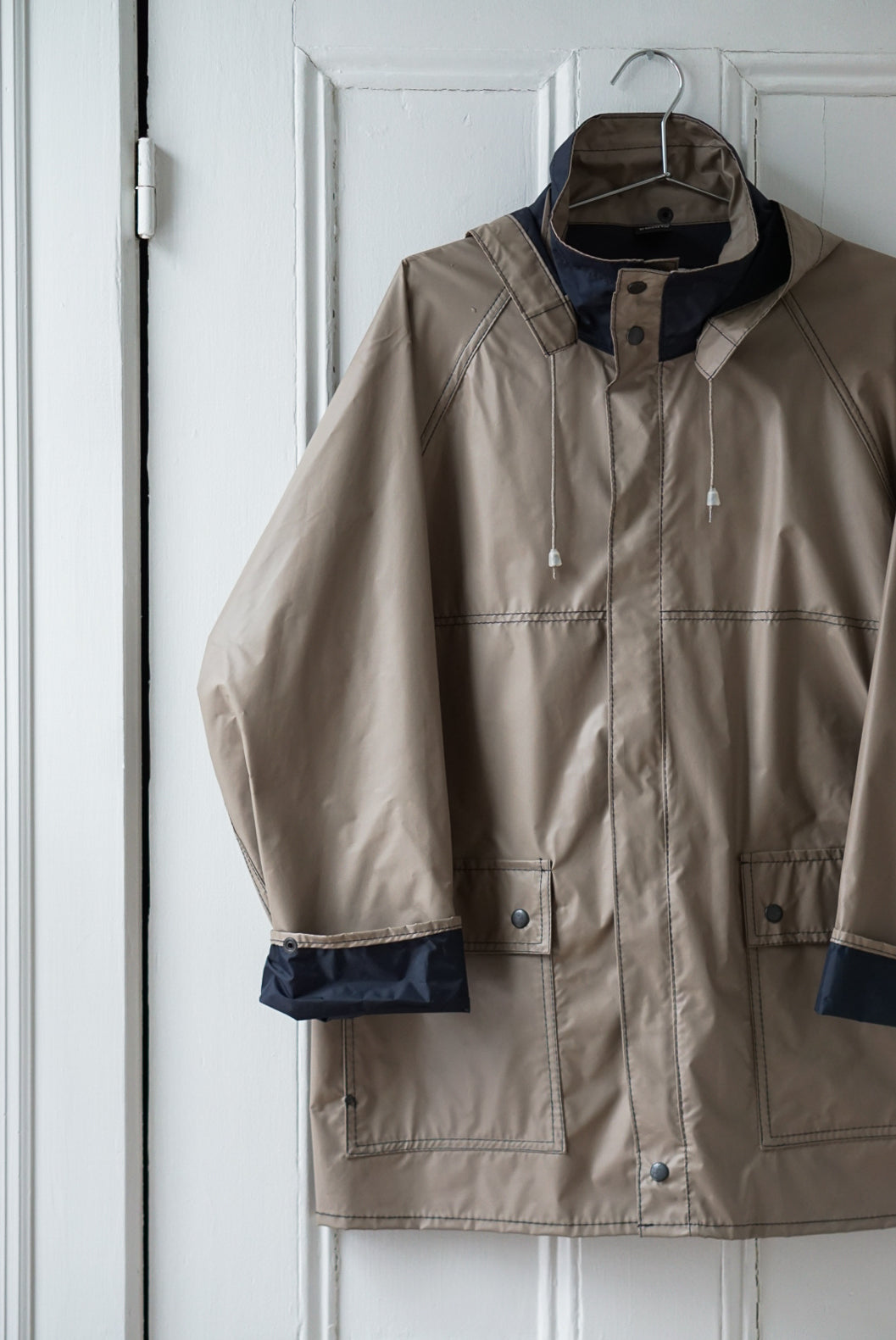 Teak and Navy Raincoat with Removable Hood | Size M/L