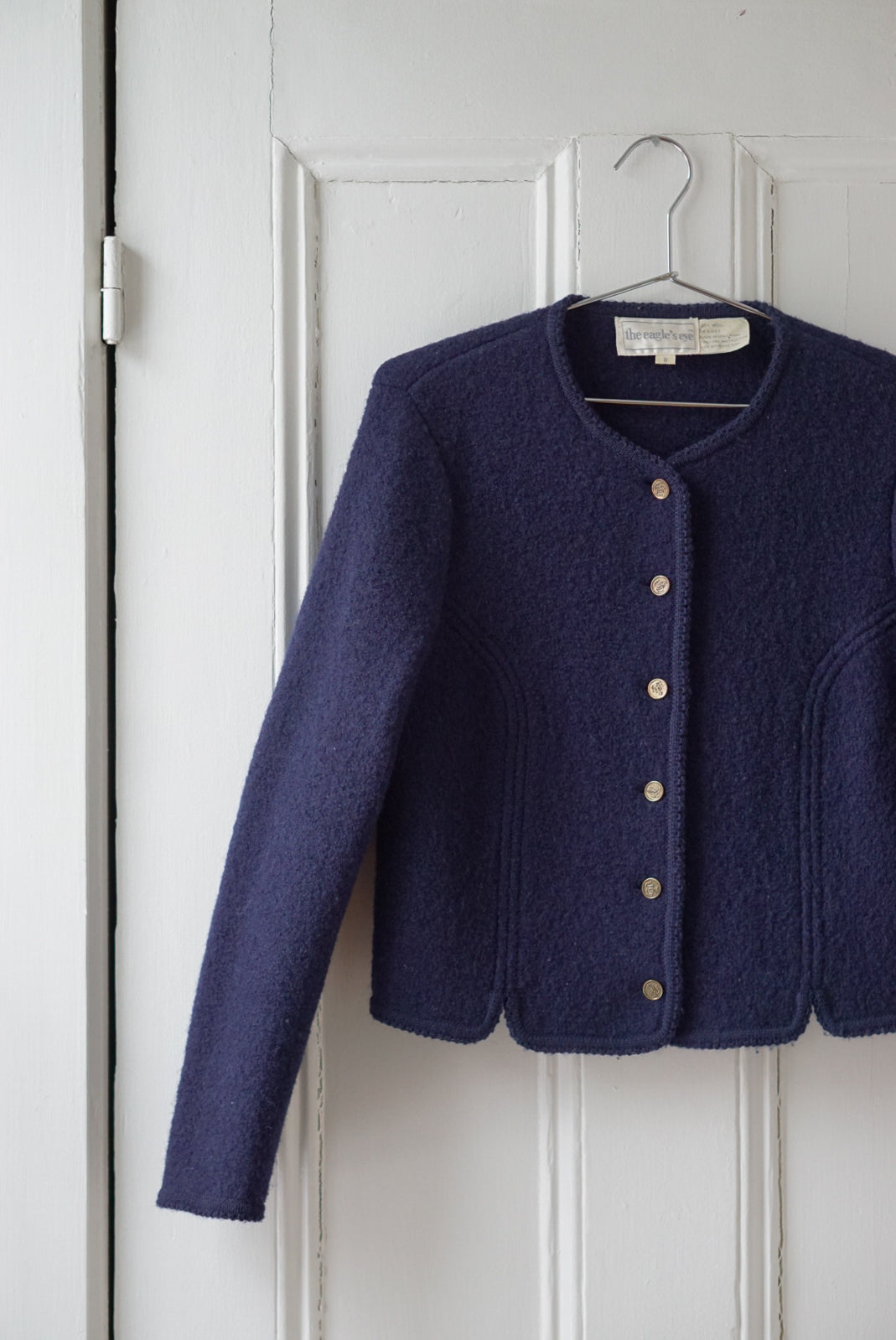 Navy Boiled Wool Cardigan Jacket | Size S/M