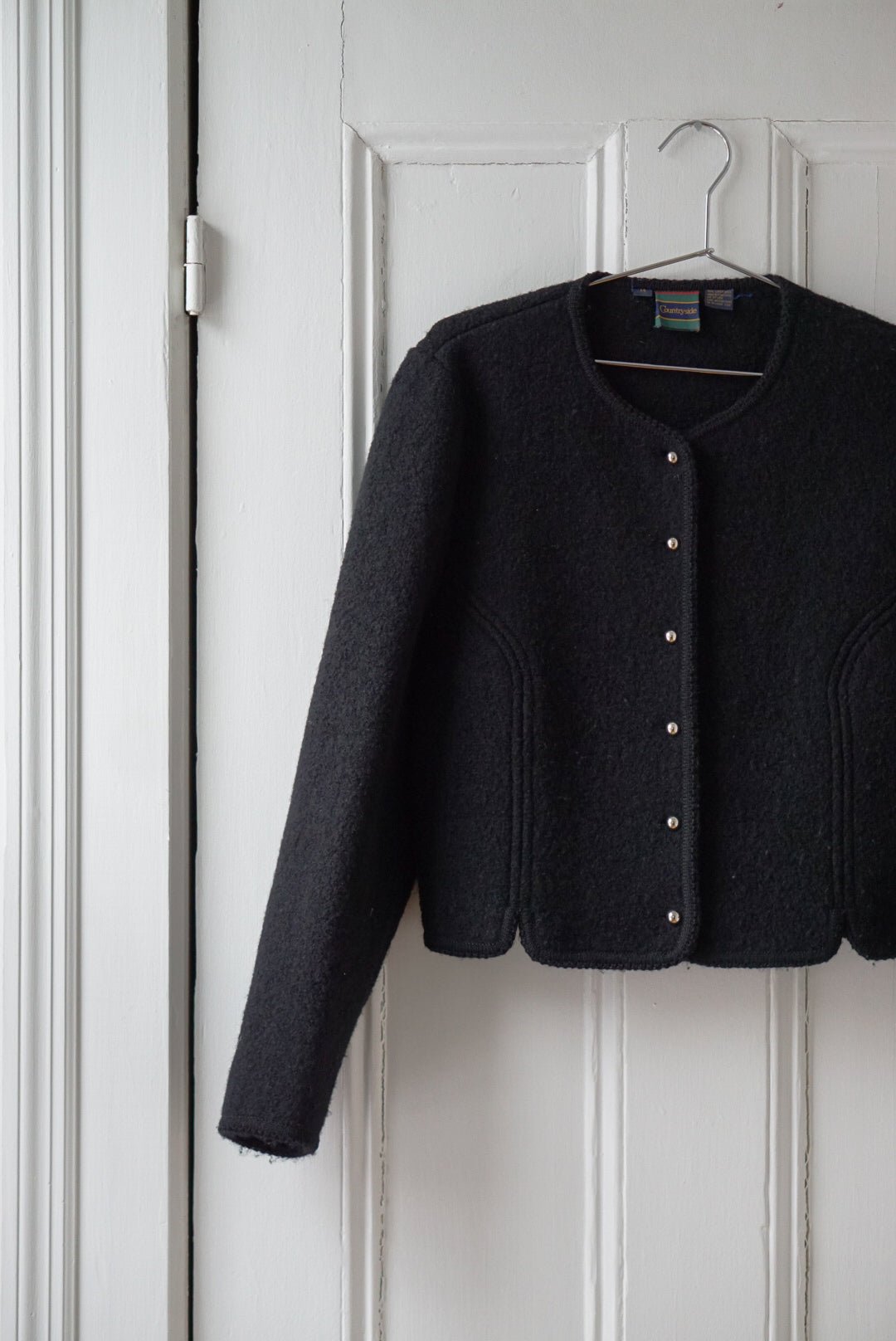 Onyx Boiled Wool Cardigan Jacket | Size M