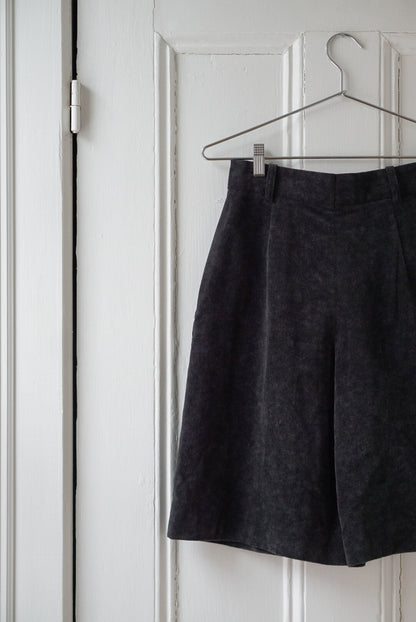 Ebony Black Velvet Culottes Shorts | Size 26/27