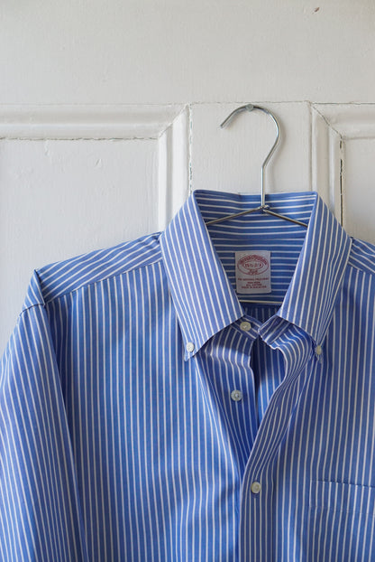 Cornflower Blue Striped Classic Cotton Poplin | Size M/L