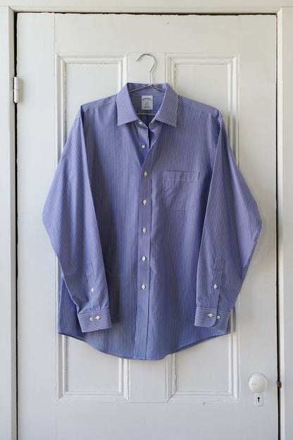Deep Blue Striped Classic Cotton Poplin | Size M/L