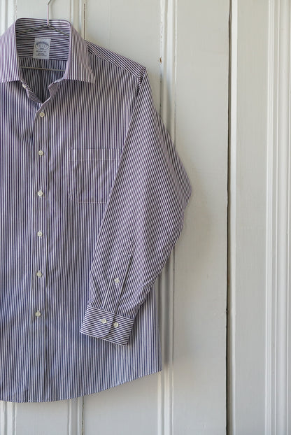 French Navy Striped Classic Cotton Poplin | Size M/L