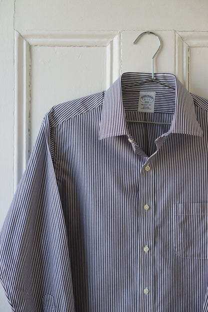 French Navy Striped Classic Cotton Poplin | Size M/L