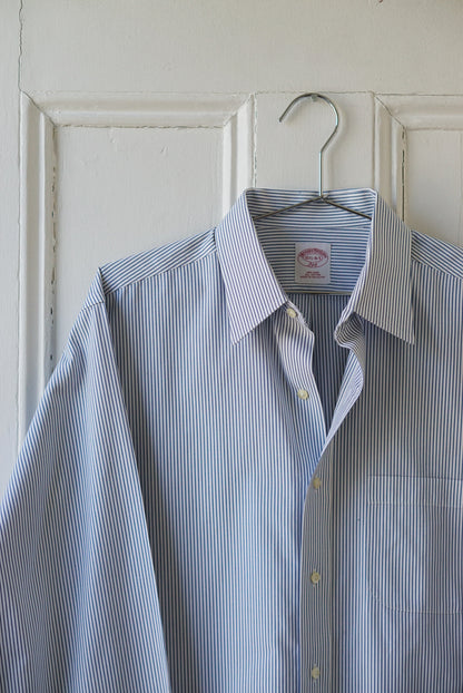 Pale Blue Fine Stripe Classic Cotton Poplin | Size M/L