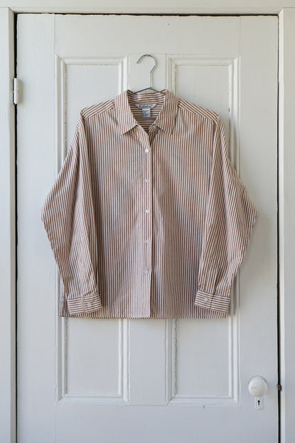 Nutmeg and White Striped Cotton Oxford | Size M