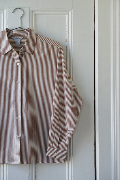 Nutmeg and White Striped Cotton Oxford | Size M