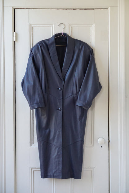 Fog Blue Leather Duster | Size M
