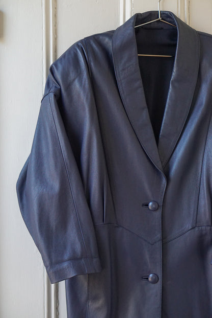 Fog Blue Leather Duster | Size M