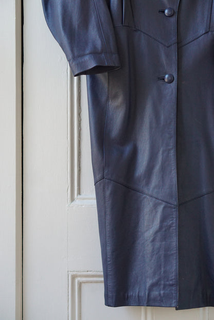 Fog Blue Leather Duster | Size M