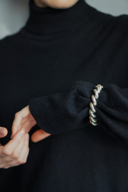 Italian Sterling Silver Sculptural Twist Bracelet