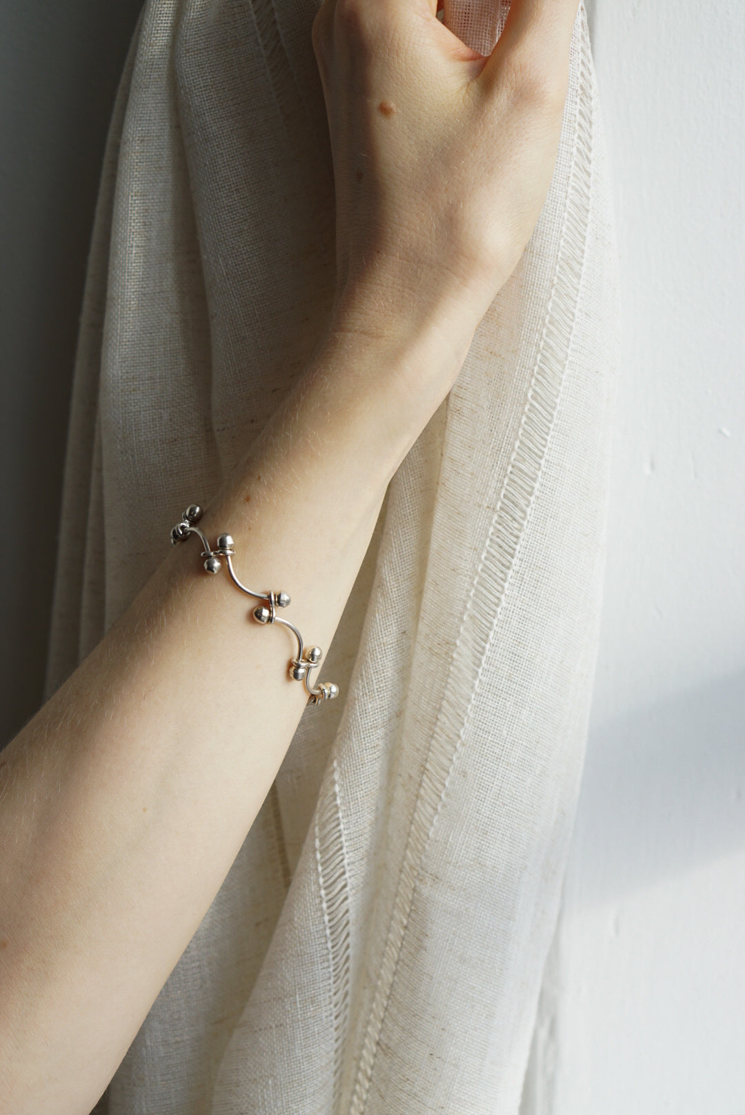 Mexican Sterling Silver Ball Link Toggle Bracelet