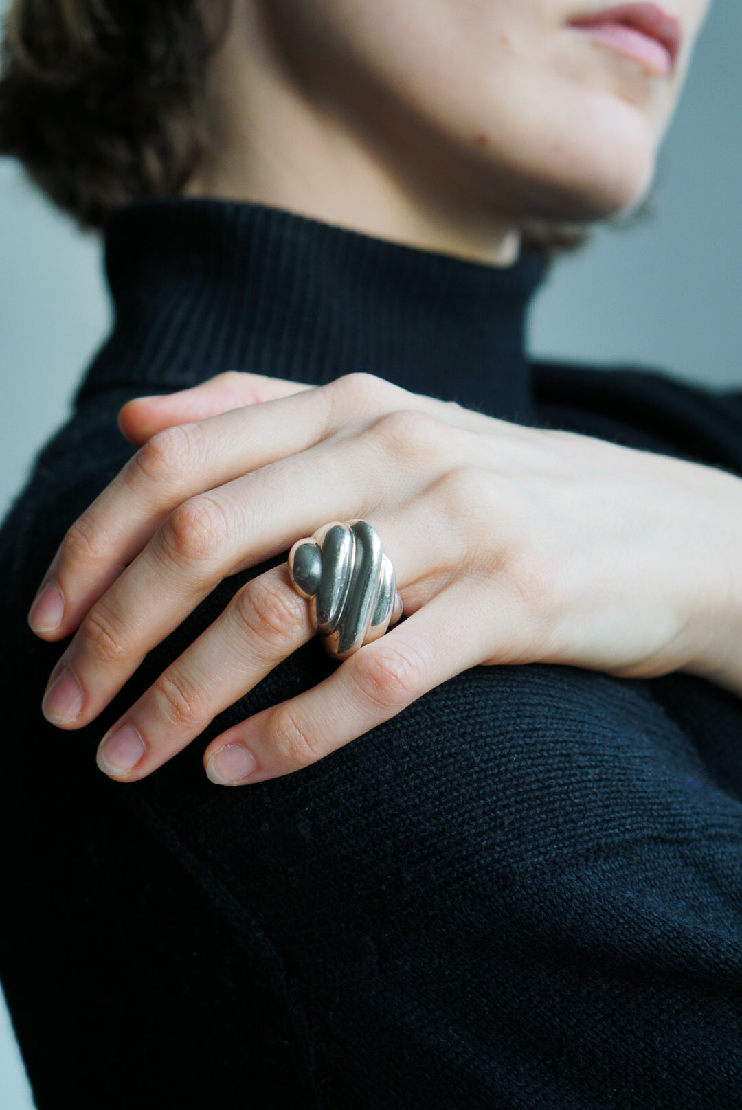 Modernist Sterling Silver Layered Dome Ring