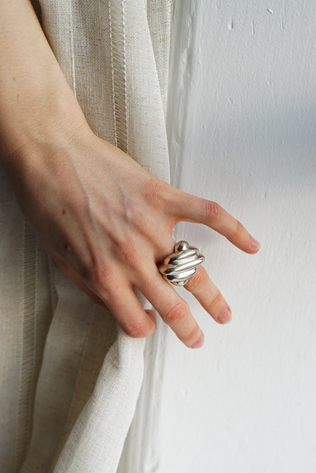 Modernist Sterling Silver Layered Dome Ring