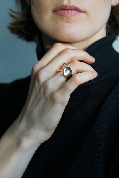 Modernist Sterling Silver Wave Ring