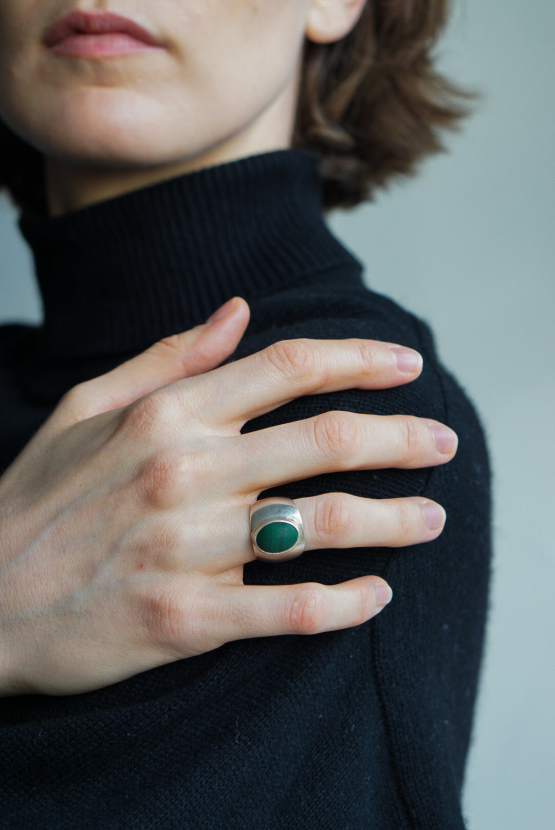 Mexican Sterling Silver Malachite Dome Ring