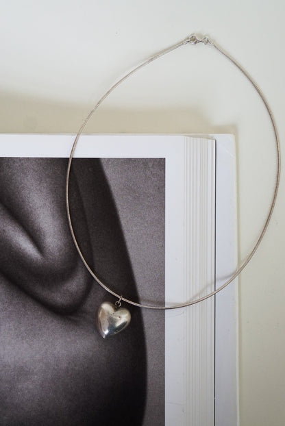 Sterling Silver Sculpted Heart Pendant Necklace