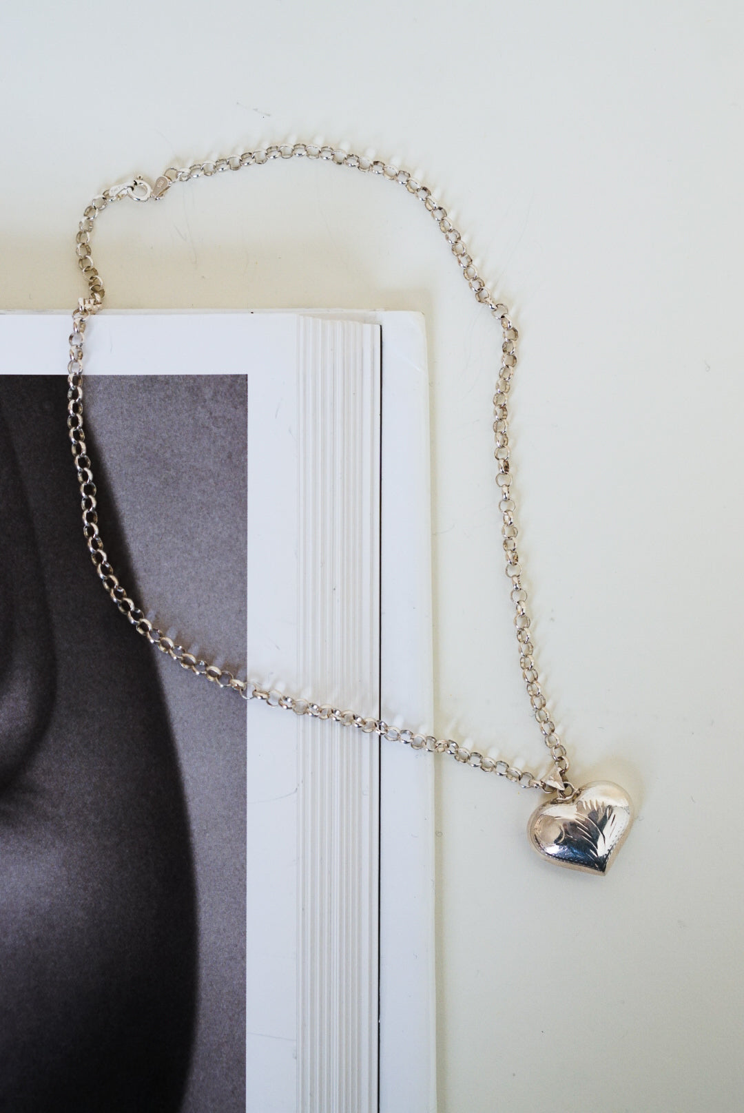 Italian Sterling Silver Engraved Heart Necklace