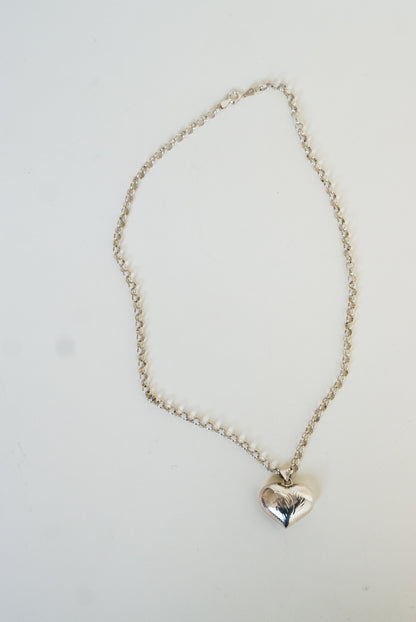 Italian Sterling Silver Engraved Heart Necklace